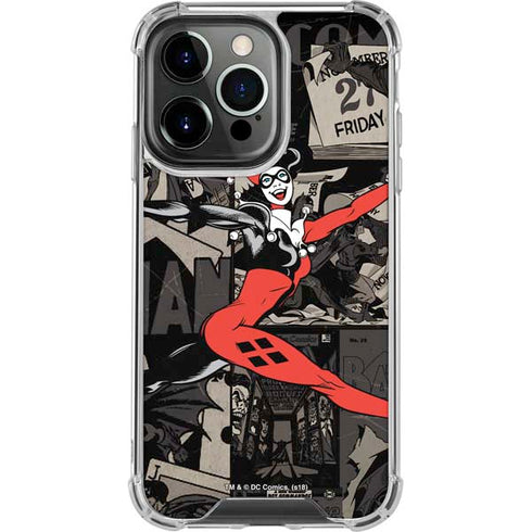 DC Comics Harley Quinn Vintage Action pose pattern iPhone 14 Pro Clear Case
